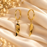 Whisper Feather Charm Hoop Earrings