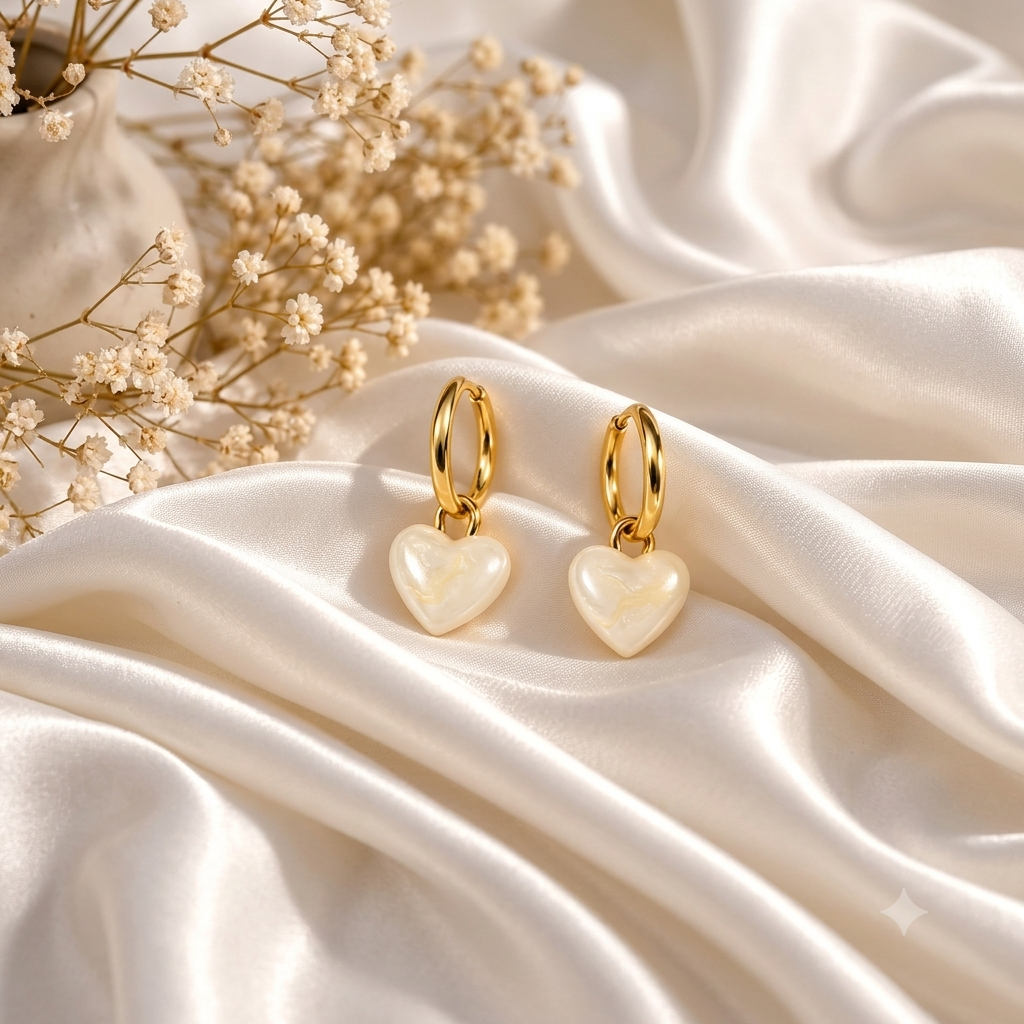 Pearly Sweetheart Huggie Hoops