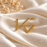 Gold Twisted Square Hoops