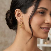 Gold Twisted Square Hoops