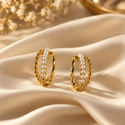 Triple Strand Pearl C-Shape Cuff Earrings