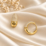 Gold Pavé Chunky Huggies CZ Earrings