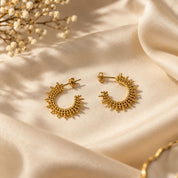 Beaded Sunburst Open C-Hoop Earrings
