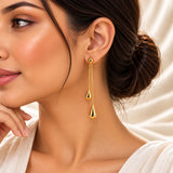 Double Chain Teardrop Dangle Earrings