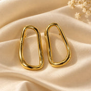 Abstract Wave Oval Open Hoops