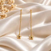 Star Charm Chain Threader Drop Earrings