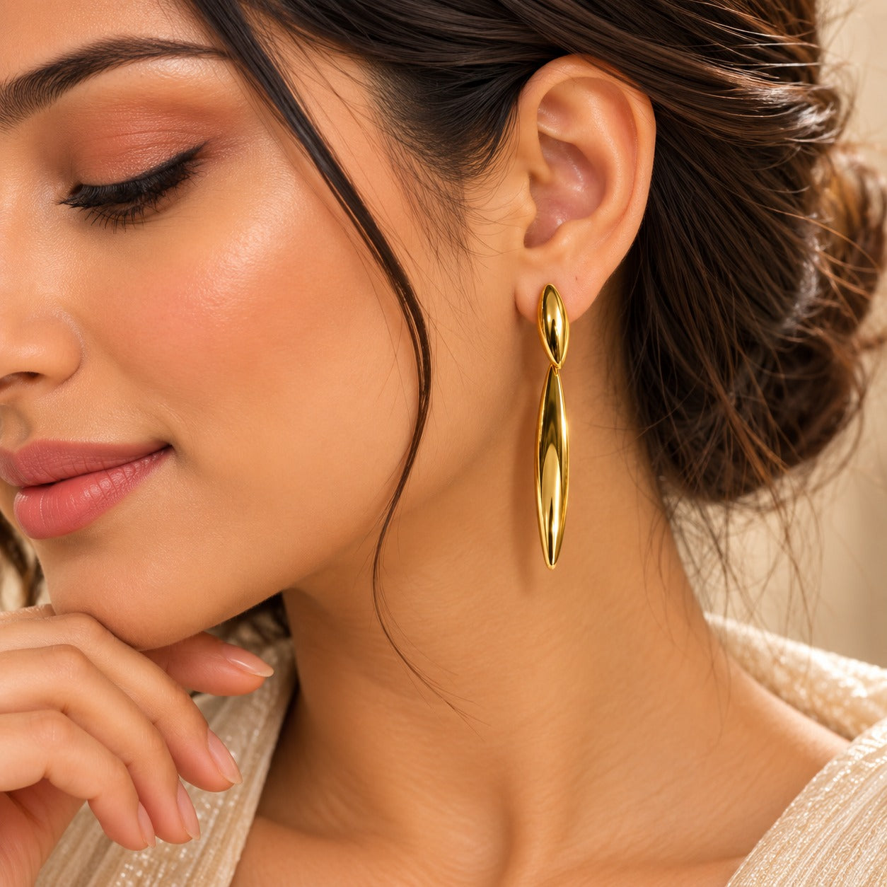 Sleek Tapered Curved Drop Earrings
