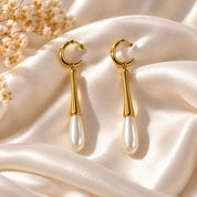 Gold White Pendulum Drop Earrings