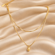 Layered Snake Chain Waterdrop Necklace