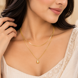 Layered Snake Chain Waterdrop Necklace