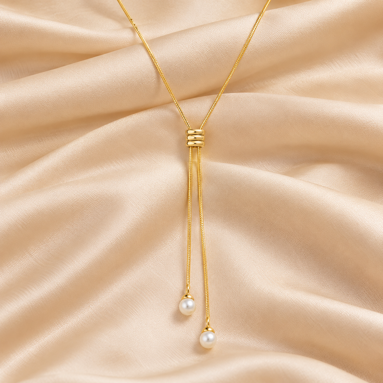 Minimalist Pearl Drop Lariat Necklace