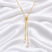 Minimalist Pearl Drop Lariat Necklace