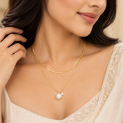 Gold Layered Pearl & CZ Necklace