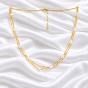 Gold Floating Pearl Necklace