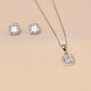 925 Sterling Silver Square Diamond party Wear Pendant set - Elyta