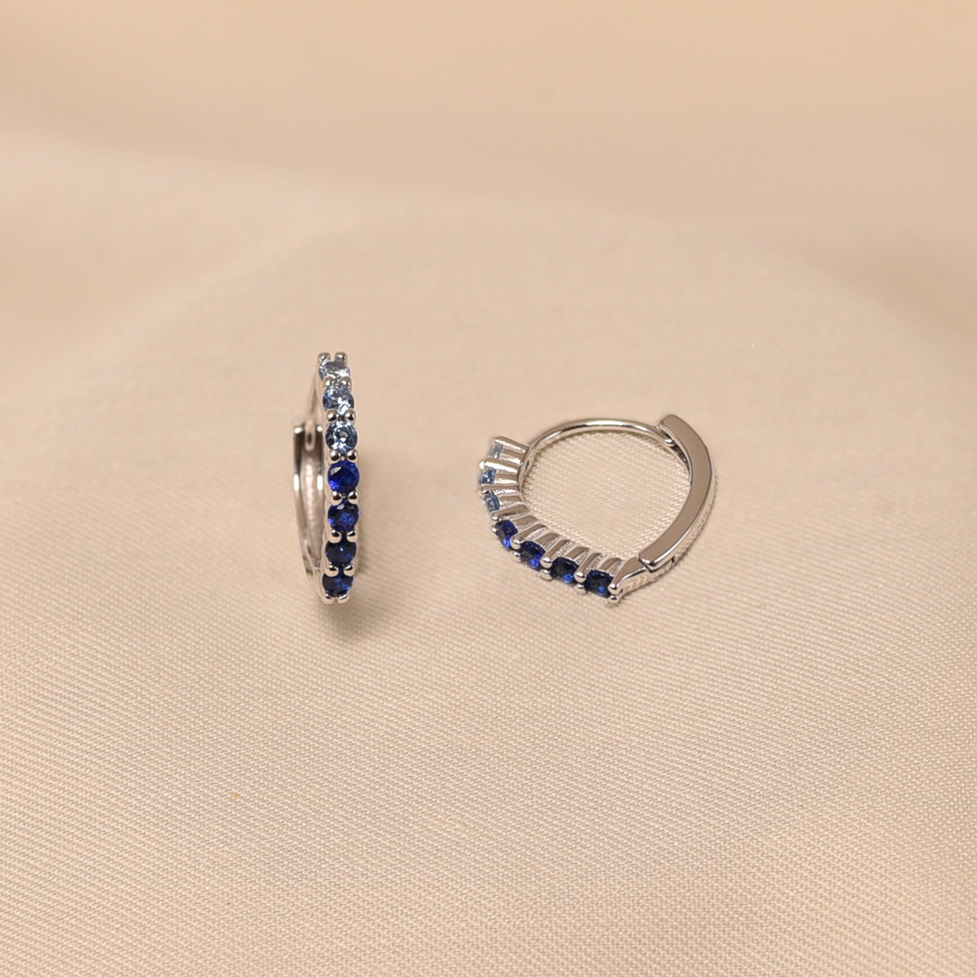 handcrafted 925 Silver Blue Premium Hoops Earring - Elyta