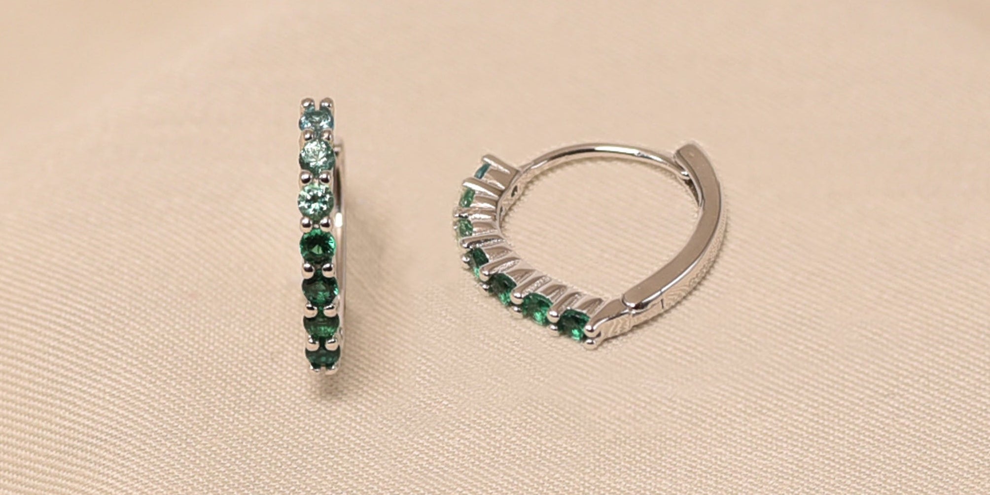 handcrafted 925 Silver Luxury Green Hoops Party wear Earring - Elyta