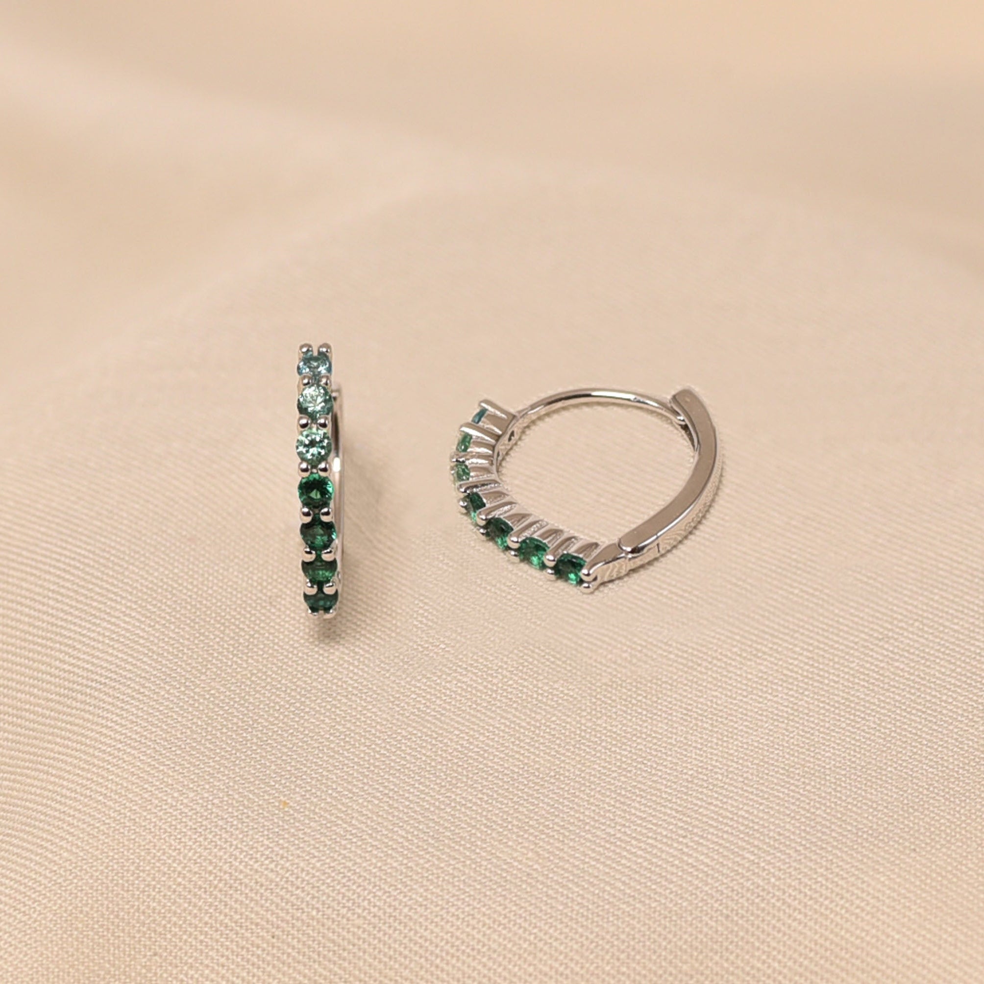 handcrafted 925 Silver Luxury Green Hoops Party wear Earring - Elyta