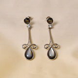 Silver Luster Earrings - Black MOP