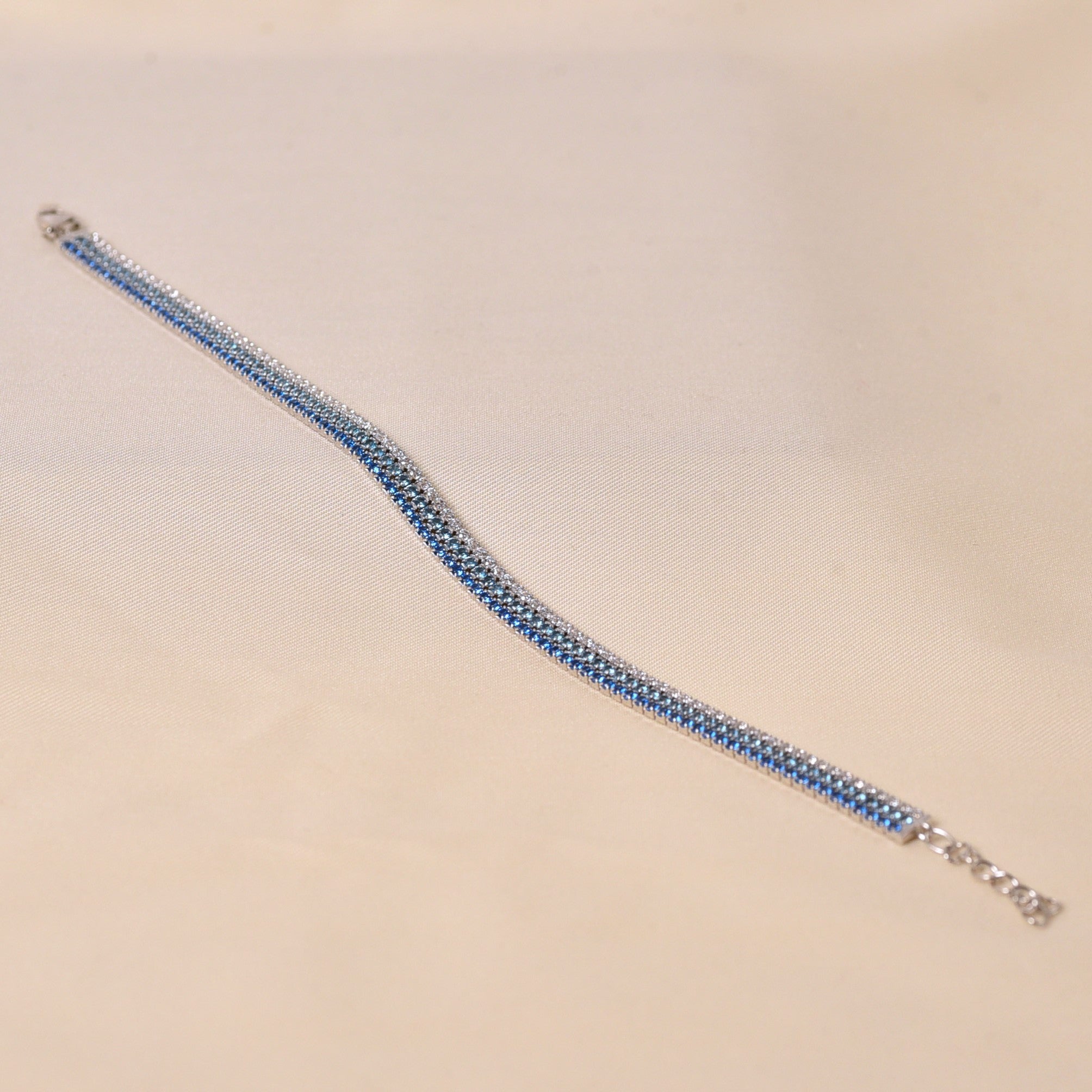 925 Silver Blue Party wear bracelet Tennis - Elyta
