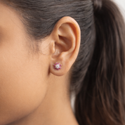 925 Sterling Silver  pink Floral Stud  Daily wear Earring - Elyta