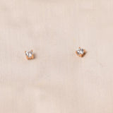4 Prong Solitaire Stud - 3mm Gold