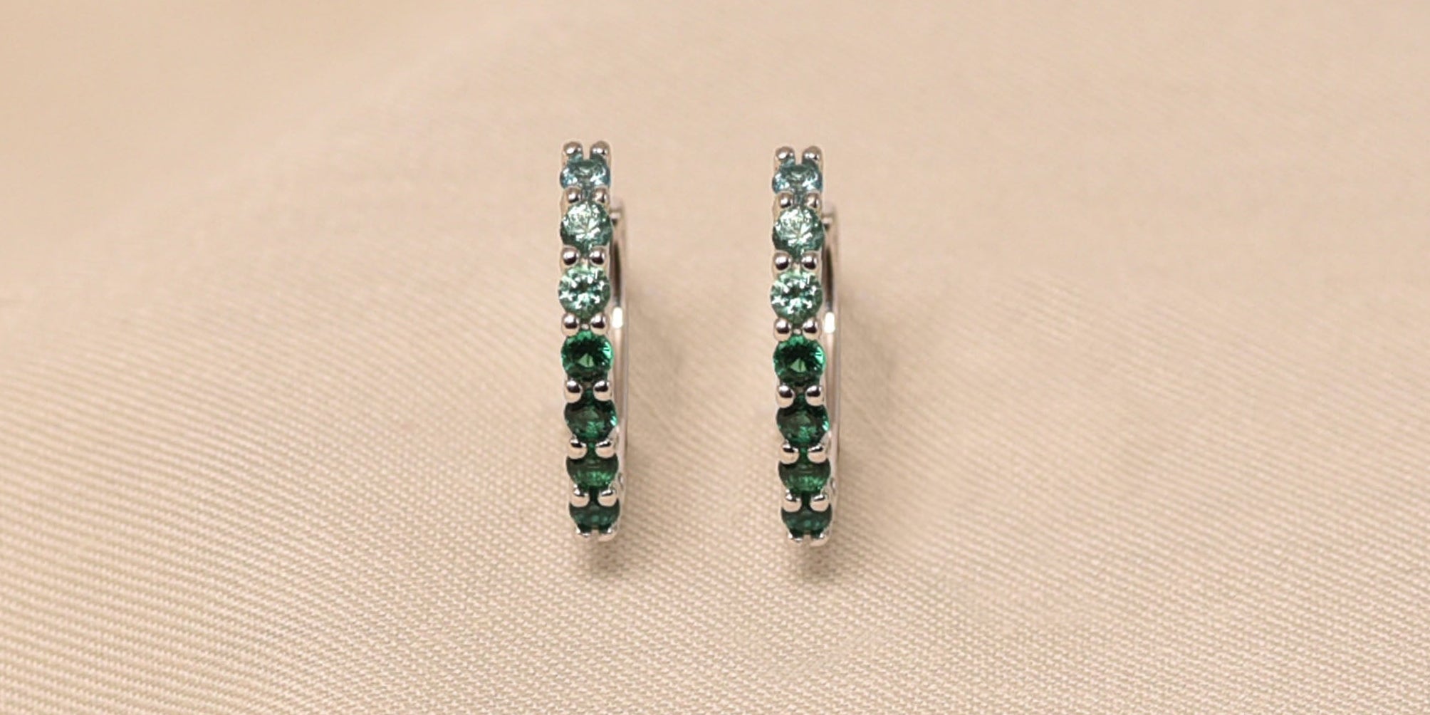  925 Silver Gradient Green Hoops Earring  -Elyta
