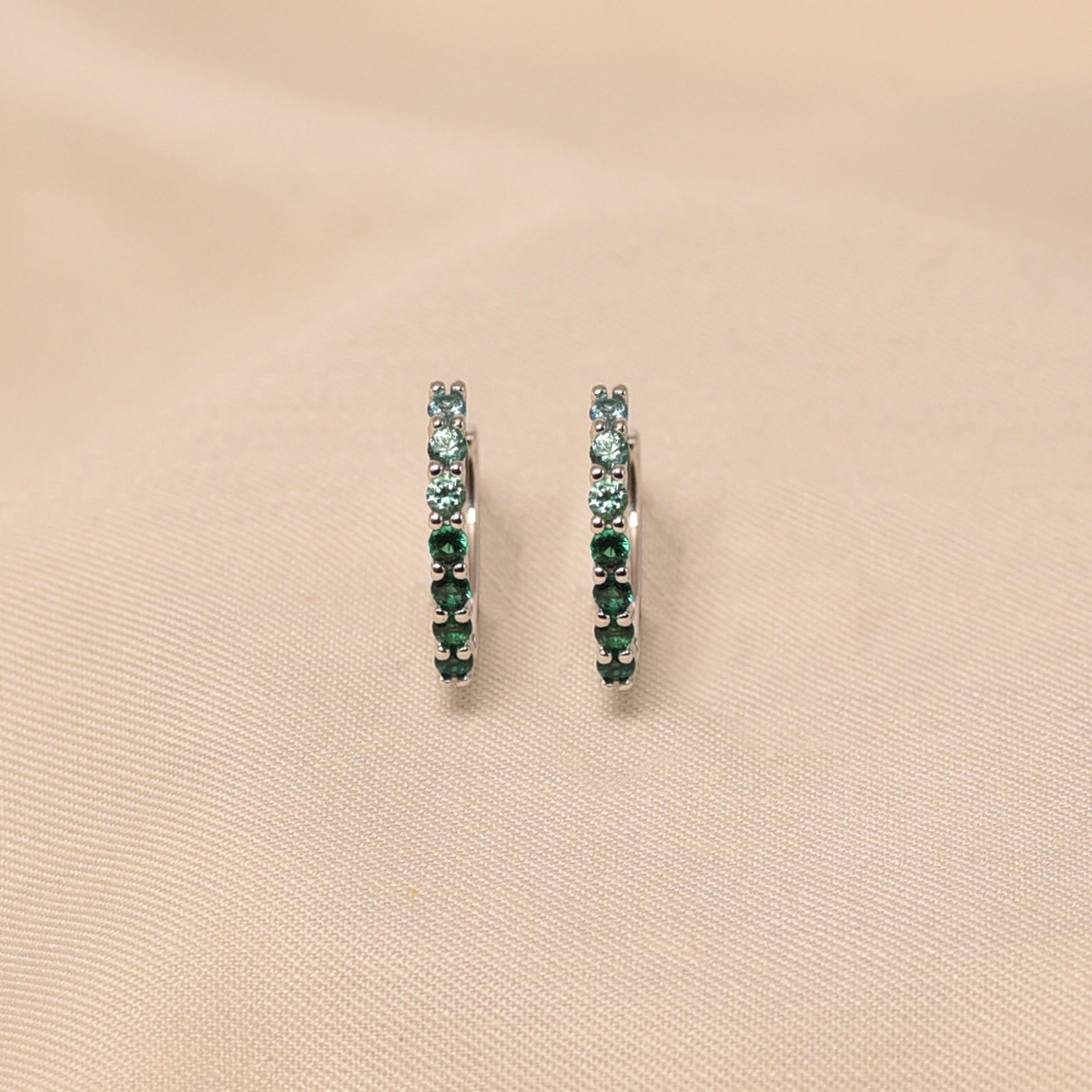  925 Silver Gradient Green Hoops Earring  -Elyta