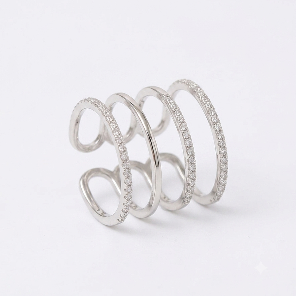 Sterling Silver Zircon Twist Ring