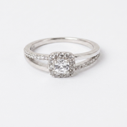 Silver Sterling Square Diamond Ring