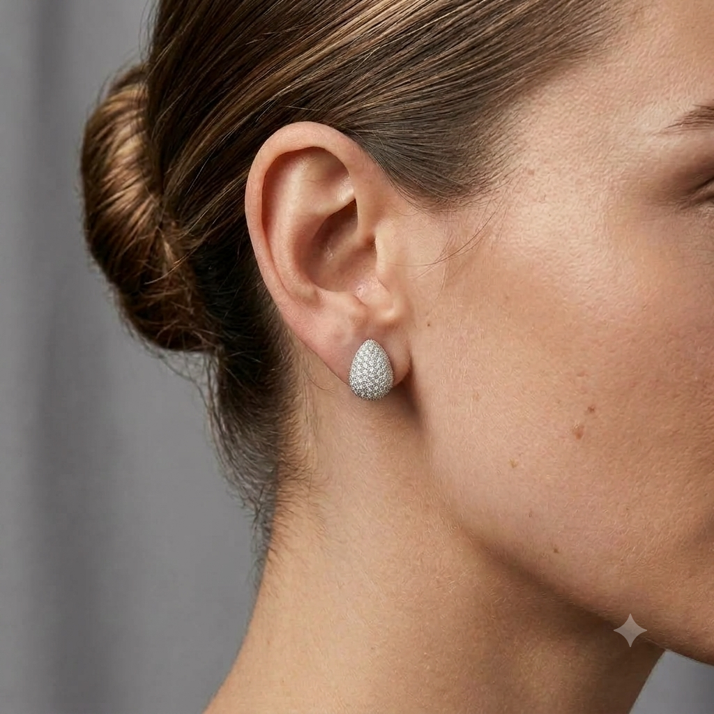 925 Silver Pave Teardrop Earrings