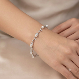 925 Silver Pearl And Fern Bracelet
