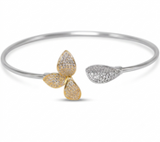 Fern N Petal Bracelet Kada - Rhodium and Gold