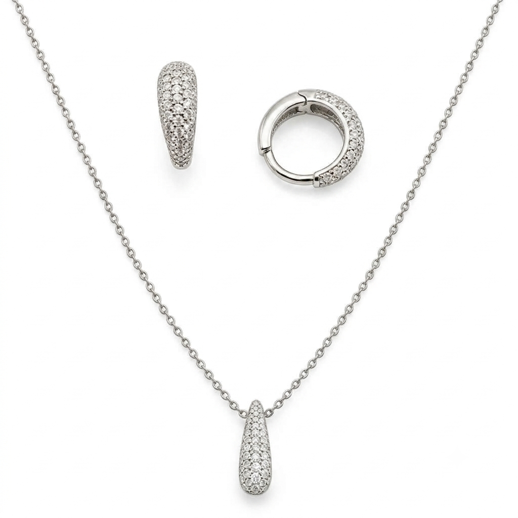 925 Silver Lune Pendant Set With Chain