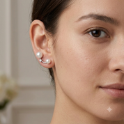 925 Silver Pearls Cuff Earrings