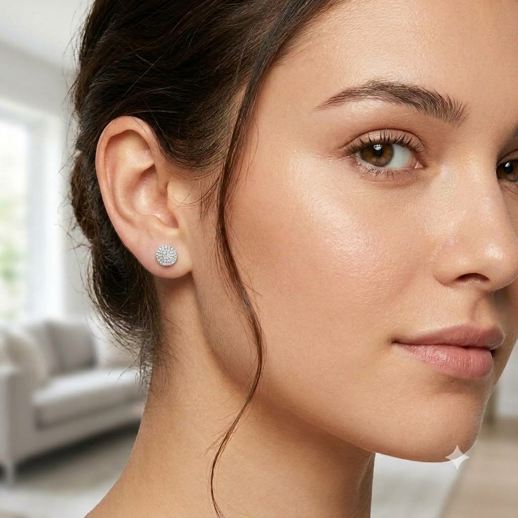 925 Silver Circle Pave Studs
