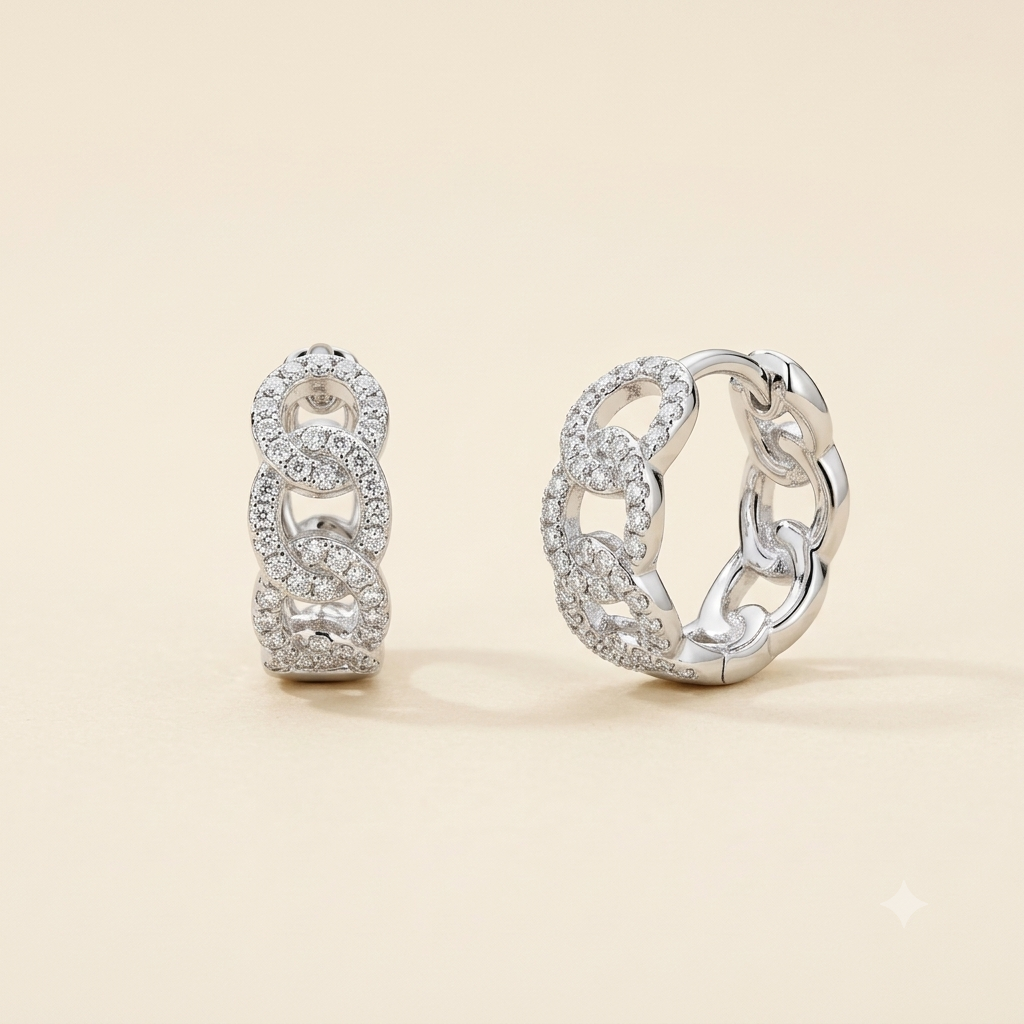 925 Silver Linked Diamond Earrings
