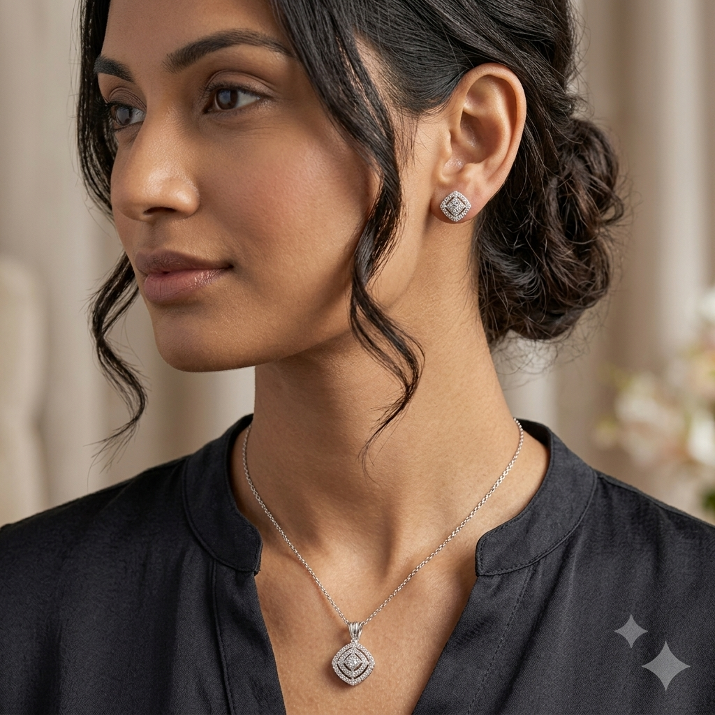 925 Silver Ana Pendant Set With Chain