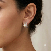 925 Sterling Silver Robin CZ &Pearls Earrings