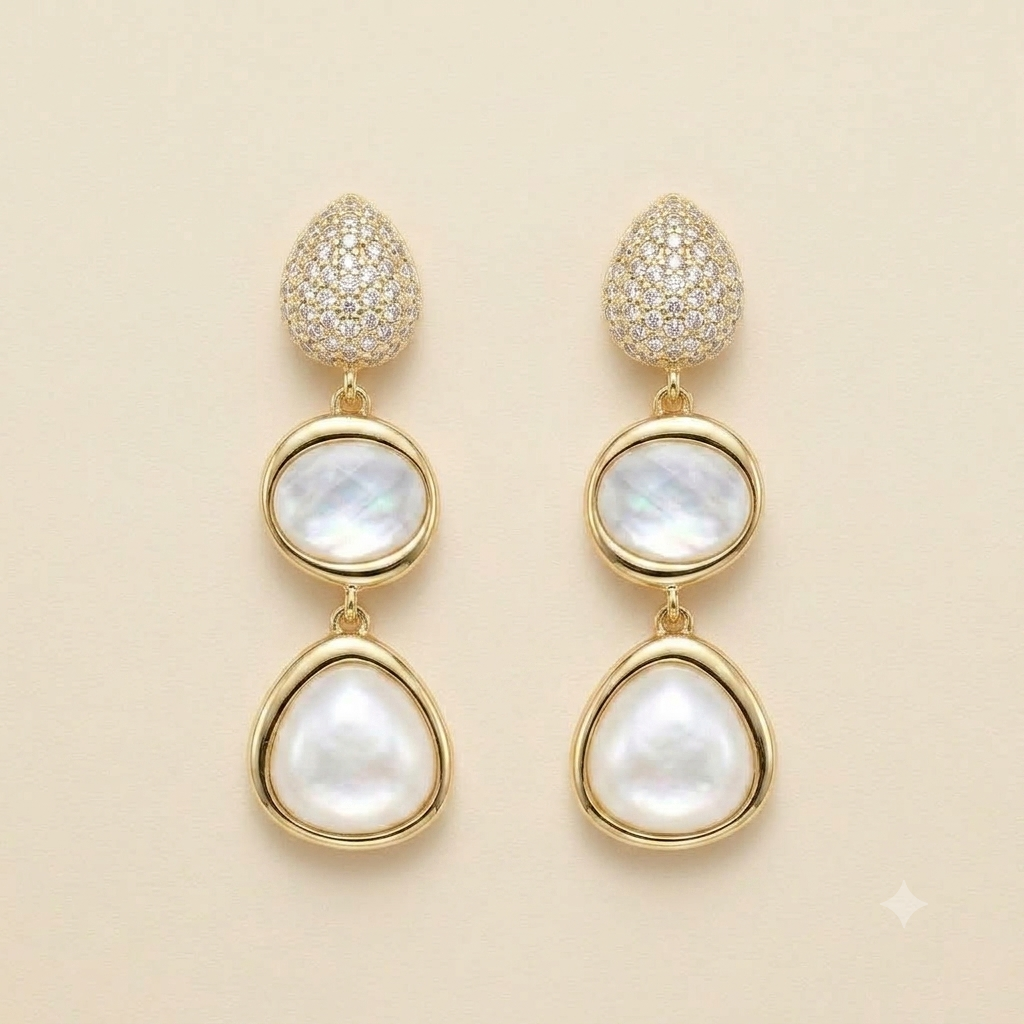 Drops Mop Diamond Earrings