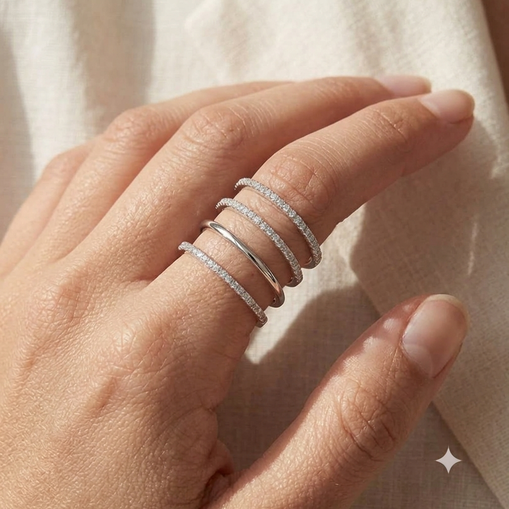 Sterling Silver Zircon Twist Ring