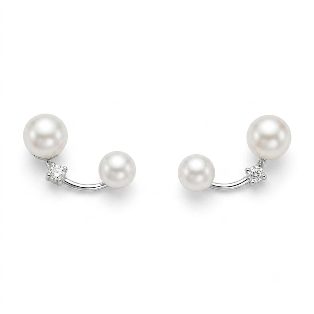 925 Silver Pearls Cuff Earrings