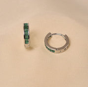 925 Sterllng Silver  Green Hoops Earring for Women - Elyta