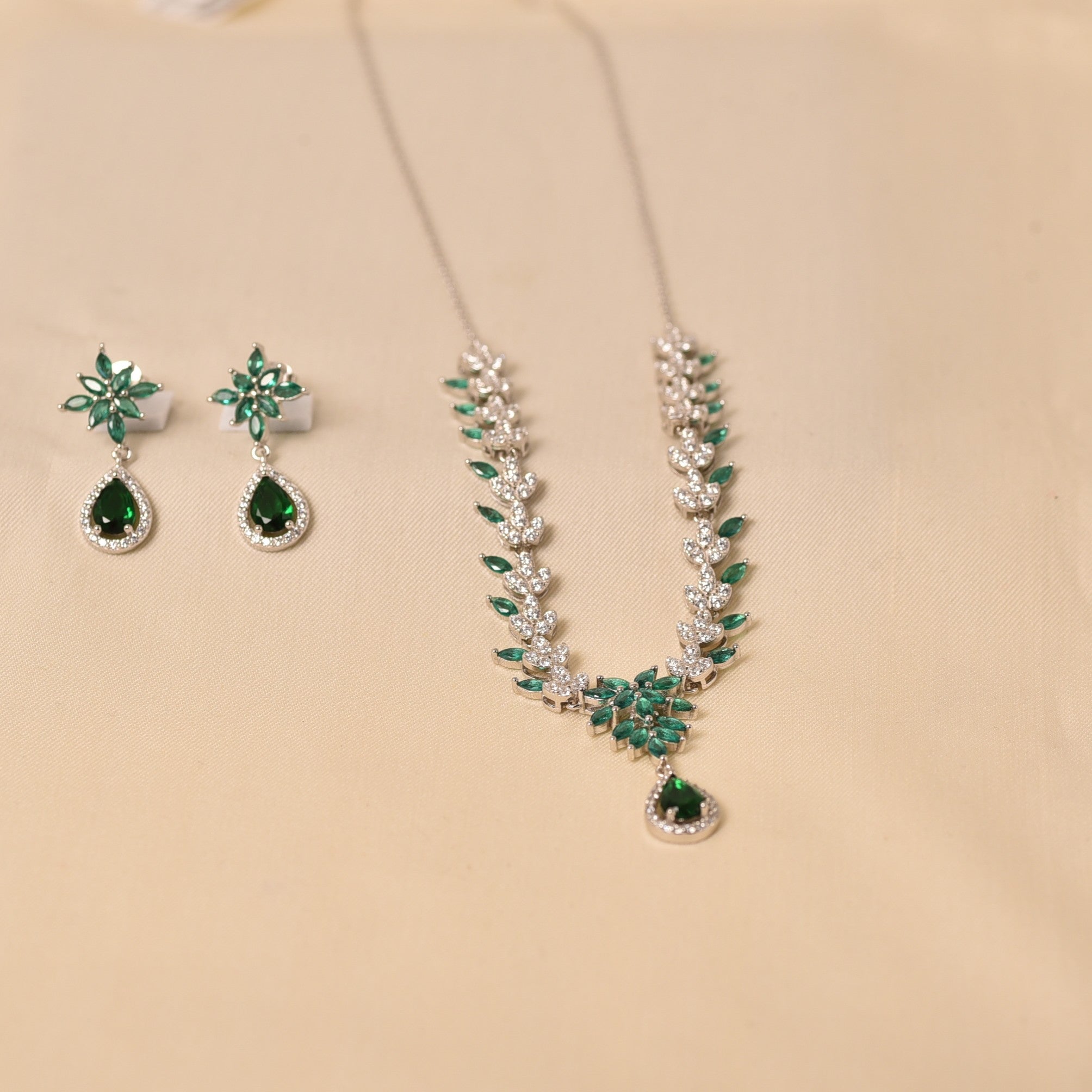 925 Silver Luxury CZ Necklace Set for Women by Elyta