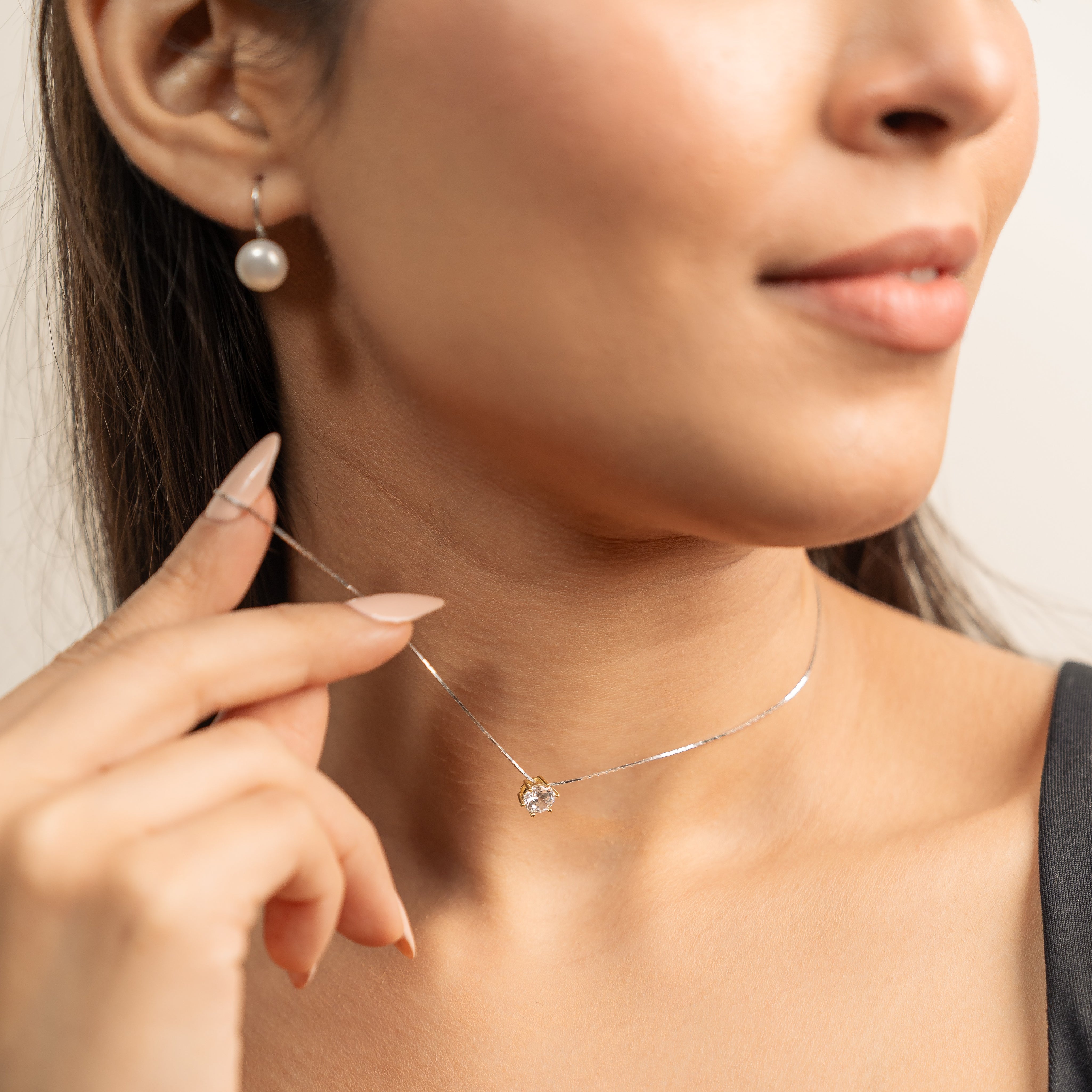 Handcrafted 925 Silver Diamond Necklace for Daily wear - Elyta
