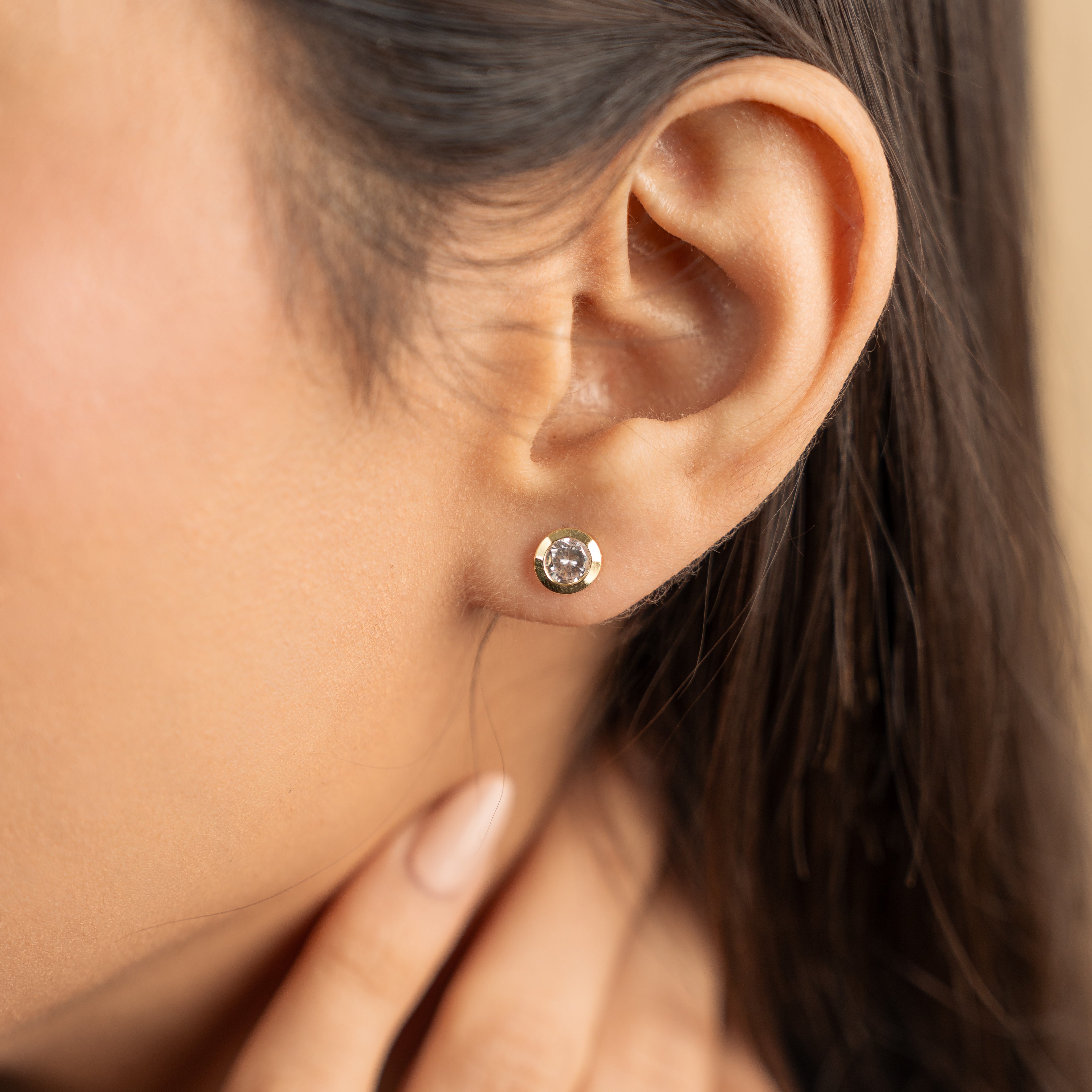 925 Silver Studs in Gold Polish Earring for Women by Elyta