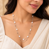 925 Silver Layered Pearls & Beaded Necklace
