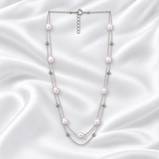 925 Silver Layered Pearls & Beaded Necklace