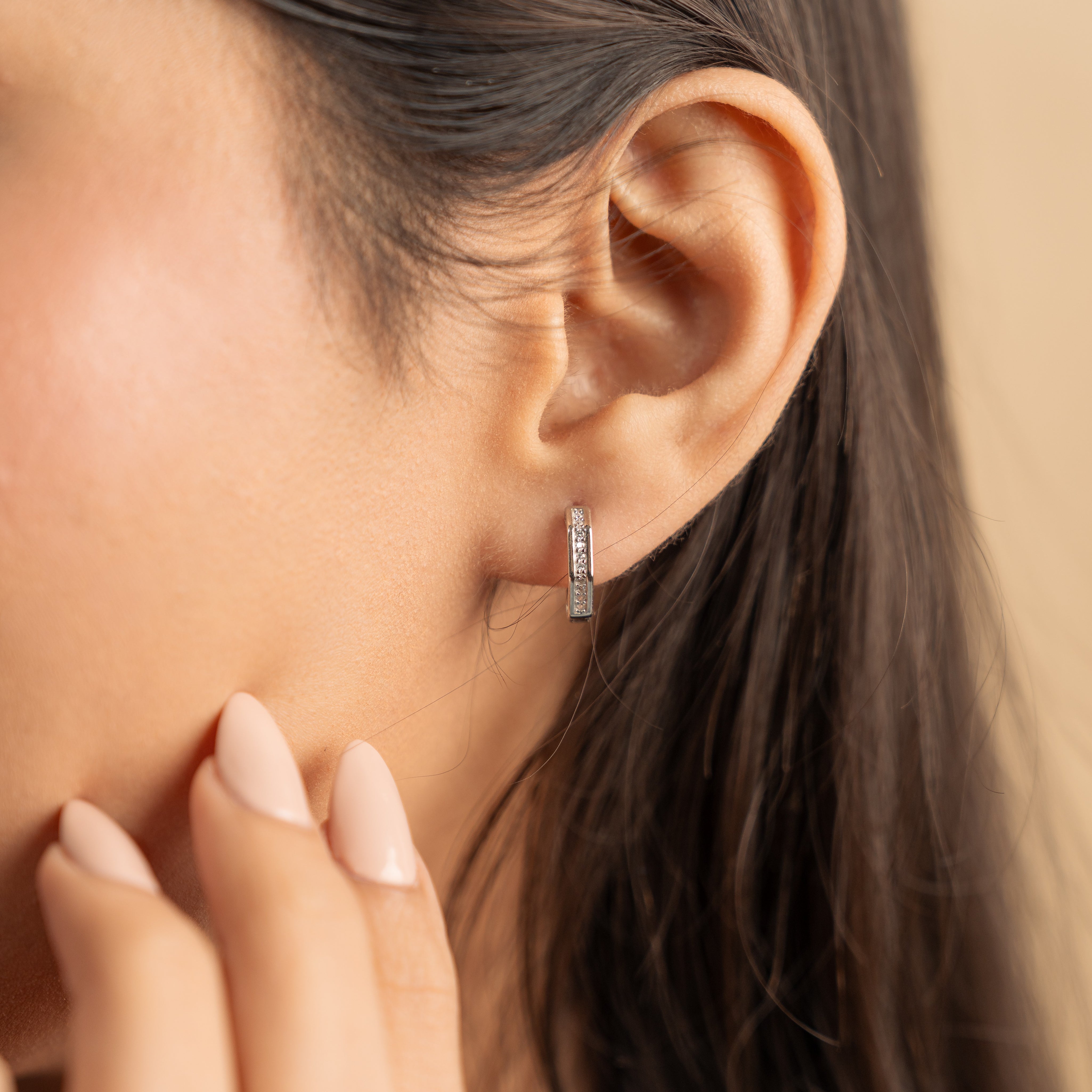 925 Silver CZ Hoops Earring for Daily Wear by Elyta