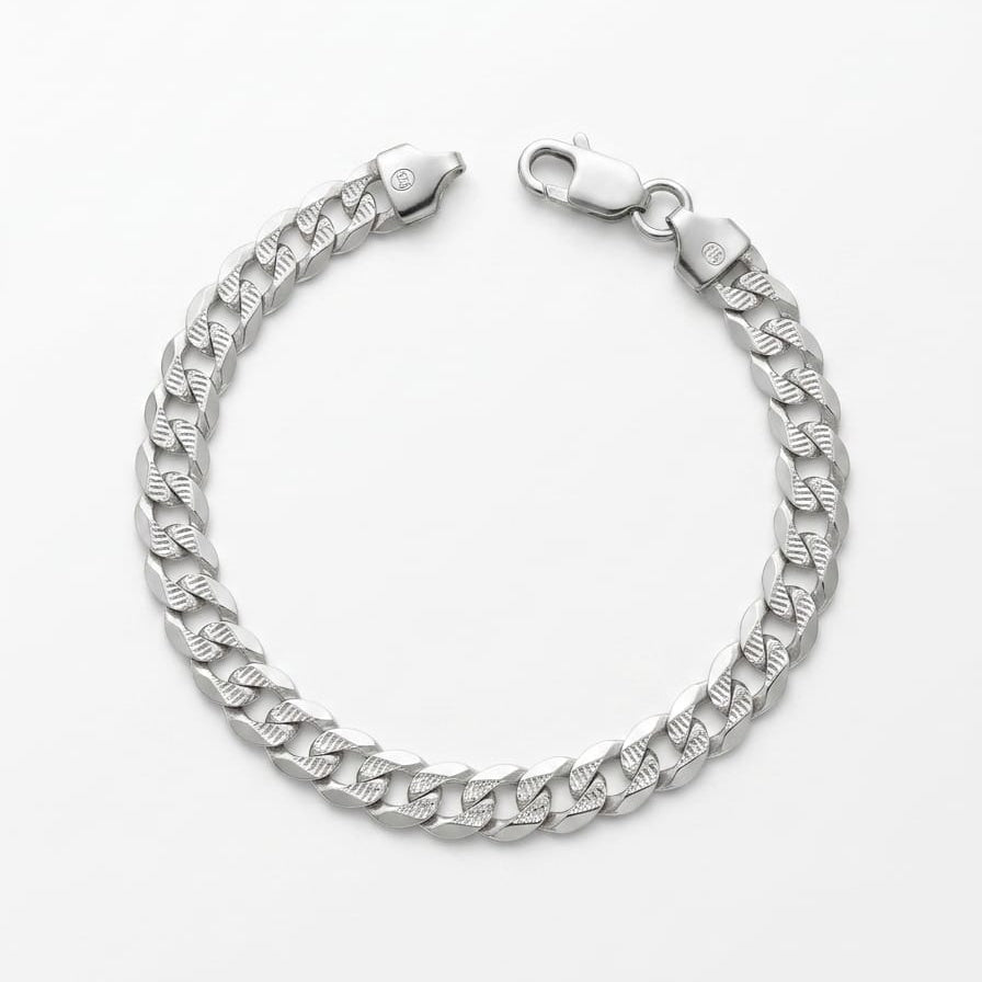 Silver Shahrukh Mens Bracelet - Medium